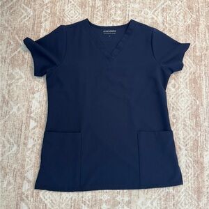 Women's Mandala Navy Scrub Top